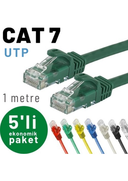 Irenıs 5 Adet 1 Metre Cat7 Kablo Ethernet Network Internet Lan Kablosu