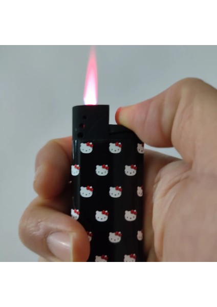 Hello Kitty Siyah Jet Pembe Alev Gazlı Çakmak ( Rüzgarda Sönmez) modelleri