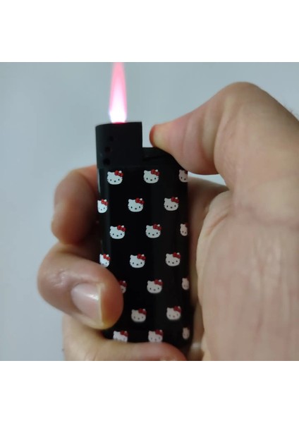 Hello Kitty Siyah Jet Pembe Alev Gazlı Çakmak ( Rüzgarda Sönmez) fırsatları