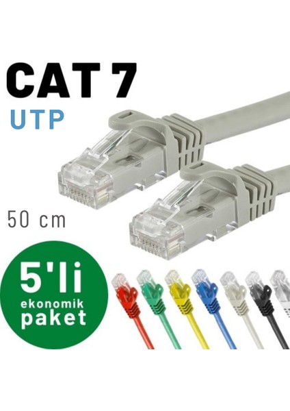 Irenıs 5 Adet 50 cm Cat7 Kablo Ethernet Network Internet Lan Kablosu