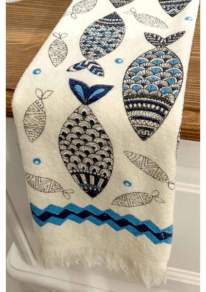 5'li Saçaklı Pamuklu 40X60 cm %100 Pamuk Baskılı Havlu Seti El Yüz Mutfak Havlusu Yumuşak Desenli Su Emici Set
