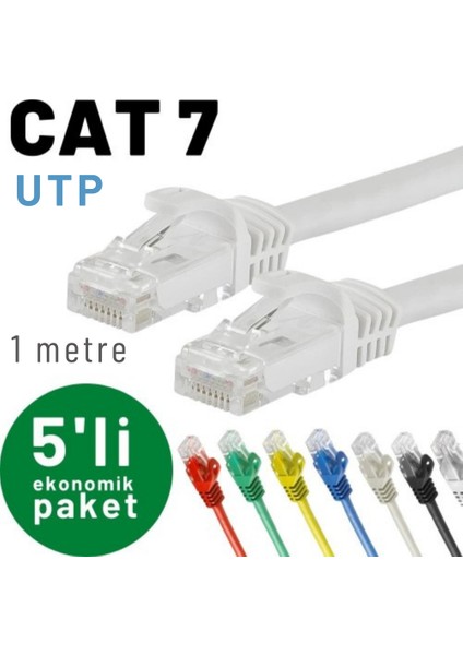 Irenıs 5 Adet 1 Metre Cat7 Kablo Ethernet Network Internet Lan Kablosu