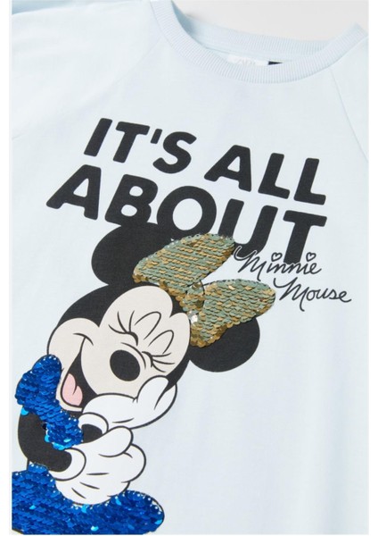 Önü Pullu Minnie Kız Çocuk Elbise