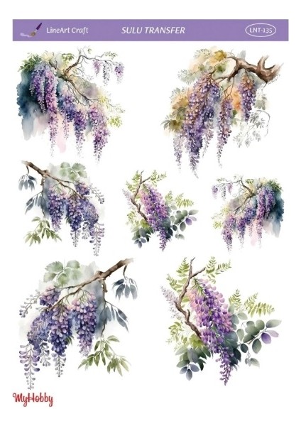 Mor Salkım Çiçek Desenli Sulu Transfer LNT-135 25X35