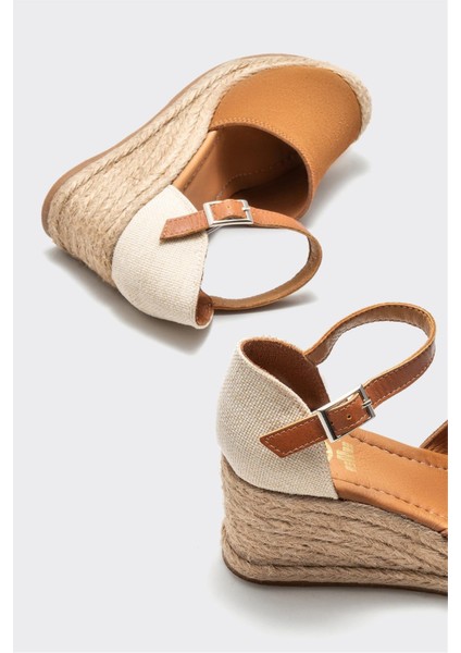 Taba Deri Kadın Dolgu Topuk Ayakkabı fırsatları