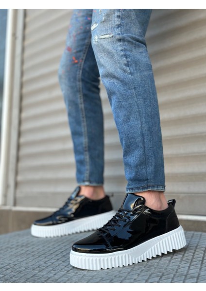 BA8104 Boa Yüksek Siyah Taban Rugan Bağcıklı Erkek Ayakkabı fiyatları