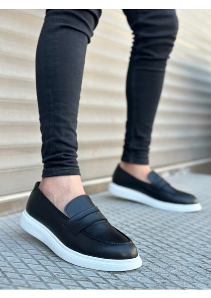 BA0316 Bağcıksız Yüksek Beyaz Taban Klasik Cilt Corcik Erkek Ayakkabı modelleri