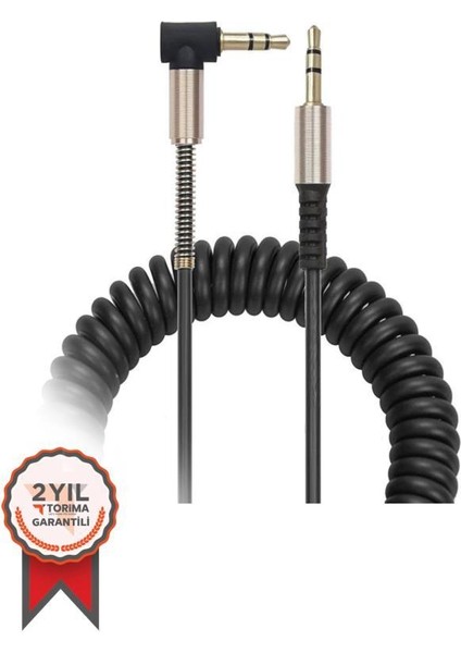 Xf-10 Siyah Altın Uçlu Araç Müzik Ses Kablosu Stereo Aux Kablo 1 mt - 3.5mm
