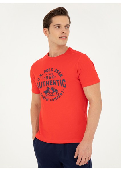 Bisiklet Yaka Kırmızı Erkek T-Shirt EVLET fiyatları