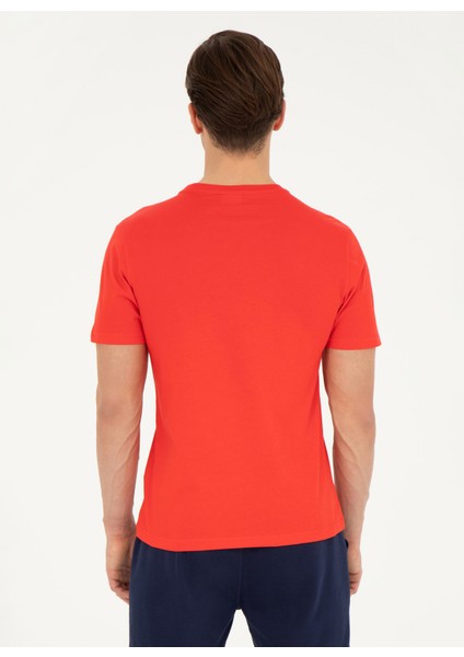 Bisiklet Yaka Kırmızı Erkek T-Shirt EVLET fırsatları