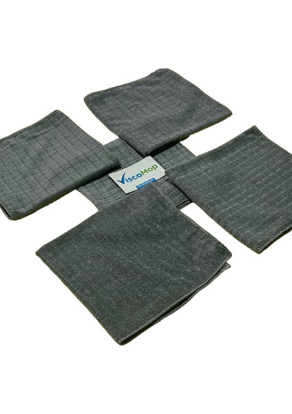 Mikrofiber Kareli Mutfak Bezi Leke Tutmaz Koku Yapmaz 40*40 cm Gri 5 Adet