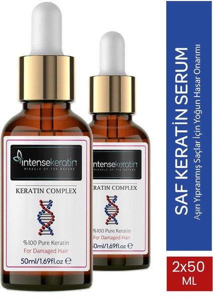 Saf Keratin Serum 50 ml x 2 - Patentli Formül Pure Keratin Complex Serum