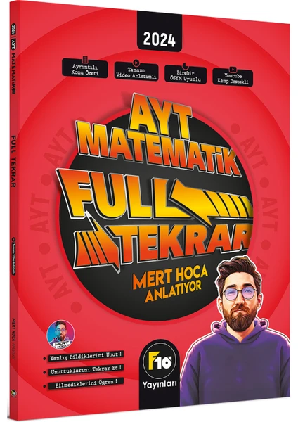 F10 Yayınları Mert Hoca AYT Matematik Full Tekrar Video Ders Kitabı