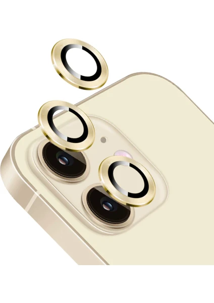 iPhone 12 Mini Kamera Koruyucu Lens Alüminyum Alışımlı Cam (gold)