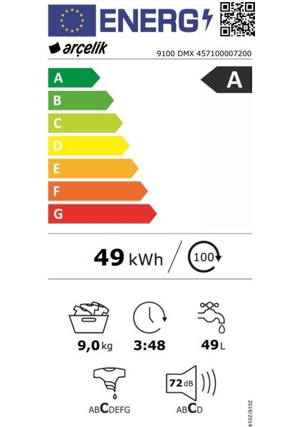 9100 Dmx 9 kg 1000 Devir Çamaşır Makinesi