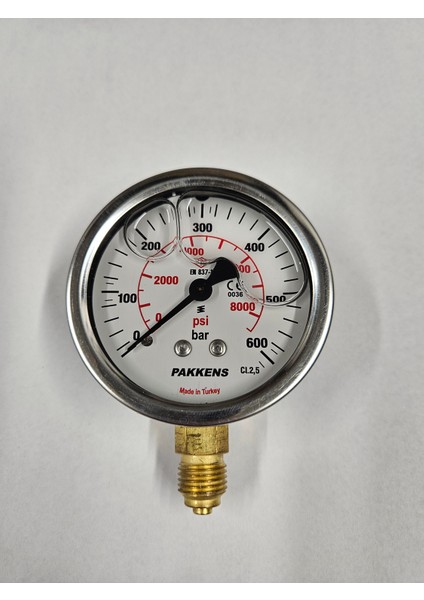 0-600 Bar 63 mm Alttan Bağlantılı Gliserinli Manometre G