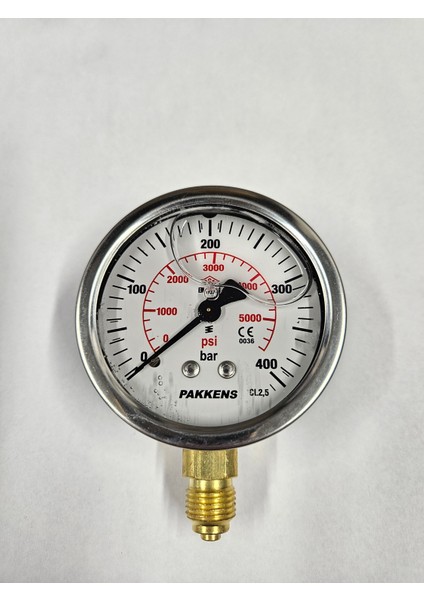 Kompresör Manometre 400 Bar 63 mm Gliserinli