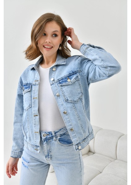 Kadın Açık Mavi Basic Jean Ceket fiyatları