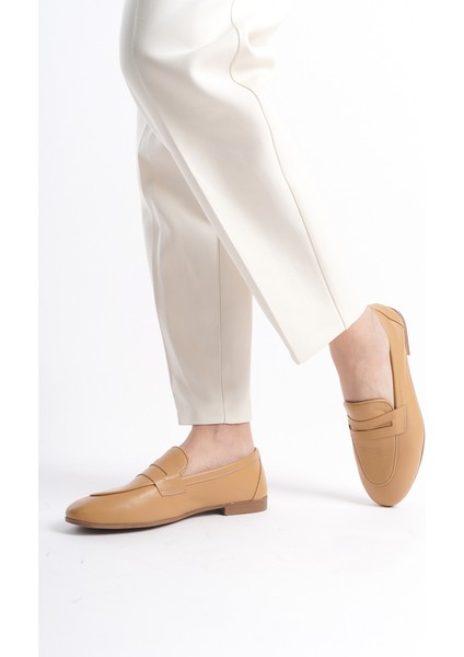 Kadın Deri Loafer & Babet Camel -MCMNG12103-CML