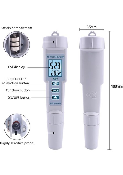 PH-686 4'ü 1 Arada Ph Metre Tds Ec ve Sıcaklık Ölçer fırsatları
