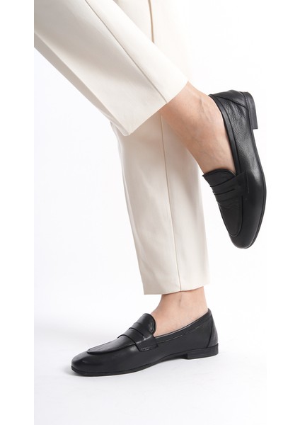 Kadın Deri Loafer & Babet Siyah -MCMNG12103-S