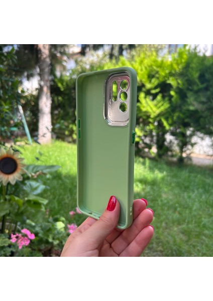 Oppo A94 5g Yeşil Metal Kamera Korumalı Silikon Kılıf