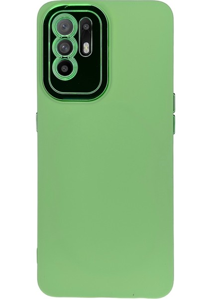 Oppo A94 5g Yeşil Metal Kamera Korumalı Silikon Kılıf