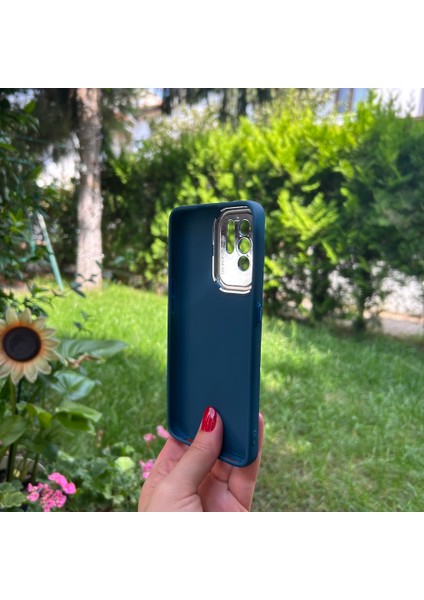 Oppo A94 5g Mavi Metal Kamera Korumalı Silikon Kılıf