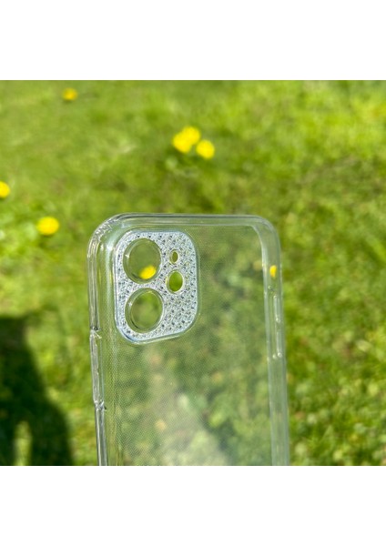 iPhone 11 Taşlı Lens Korumalı Şeffaf Kılıf