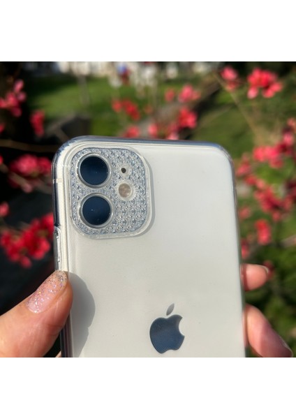 iPhone 11 Taşlı Lens Korumalı Şeffaf Kılıf