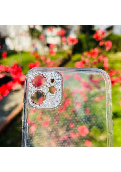 iPhone 11 Taşlı Lens Korumalı Şeffaf Kılıf