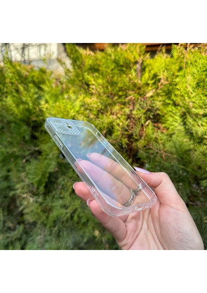 iPhone 12 Taşlı Lens Korumalı Şeffaf Kılıf