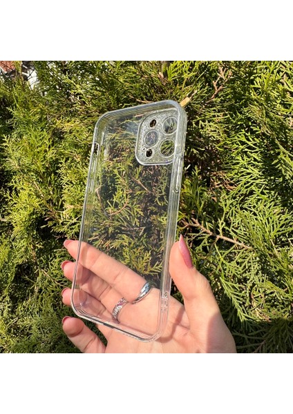 iPhone 12 Pro Taşlı Lens Korumalı Şeffaf Kılıf