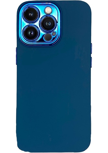 iPhone 13 Pro Mavi Metal Kamera Korumalı Silikon Kılıf modelleri