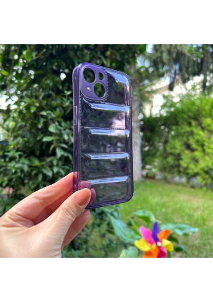 iPhone 14 Mor Şeffaf Dalgalı Silikon kılıf