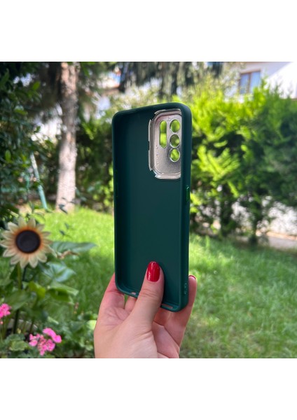 Oppo A94 5g Koyu Yeşil Metal Kamera Korumalı Silikon Kılıf