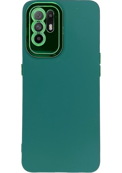 Oppo A94 5g Koyu Yeşil Metal Kamera Korumalı Silikon Kılıf