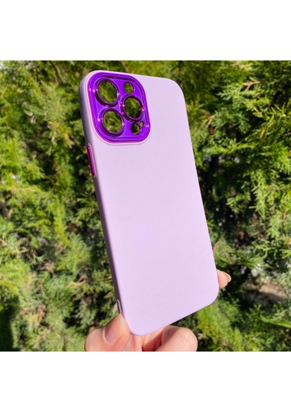 iPhone 13 Pro Max Mor Metal Kamera Korumalı Silikon Kılıf