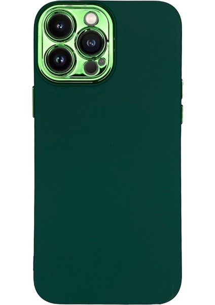 iPhone 13 Pro Max Koyu Yeşil Metal Kamera Korumalı Silikon Kılıf modelleri