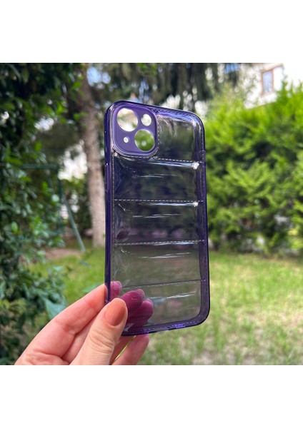 iPhone 14 Plus Mor Şeffaf Dalgalı Silikon kılıf