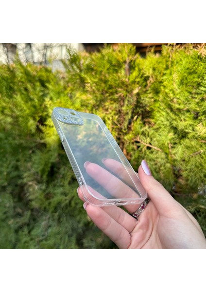 iPhone 13 Taşlı Lens Korumalı Şeffaf Kılıf