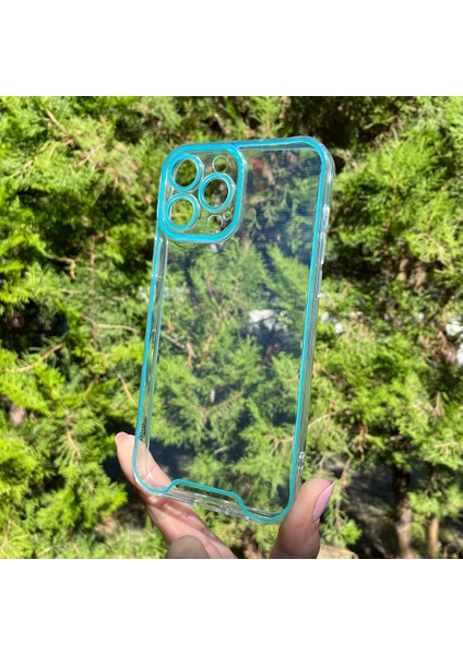 iPhone 13 Pro Max Mavi Fosforlu Şeffaf Silikon Kılıf