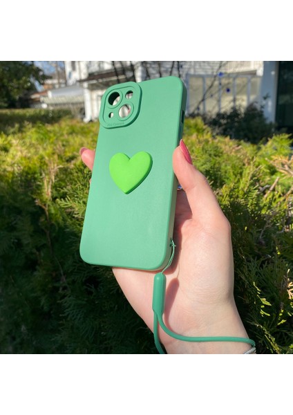 iPhone 13 Pro Max Yeşil Kalp Silikon Kılıf