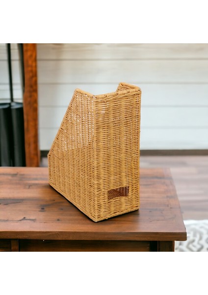 Ahşap Rattan Dergilik Kitaplık Doğal Bohem Özel Üretim Organizer 33CM fiyatları