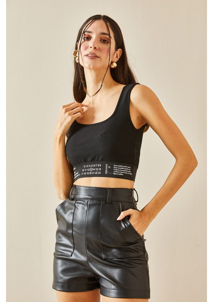 Siyah U Yaka Lastikli Crop Bluz 5YXK2-48381-02 indirimleri