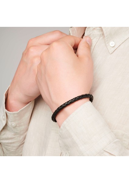 Kilitli Siyah Deri Manyetik Bileklik fiyatları