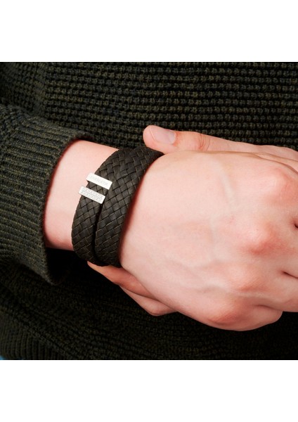 Siyah Örgülü Deri Bileklik fiyatları