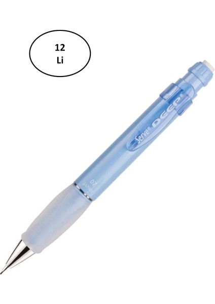 Serve Deep 0.7mm Mekanik Kurşun Kalem Pastel Renk Gök Mavisi Sky Blue 12 Li