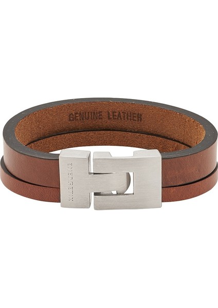 Kahverengi Deriden Çift Sıralı Manyetik Bileklik