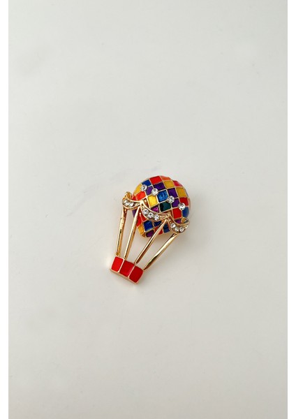 Renkli Mineli Taşlı balon Broş (En:2cm Boy:4cm)